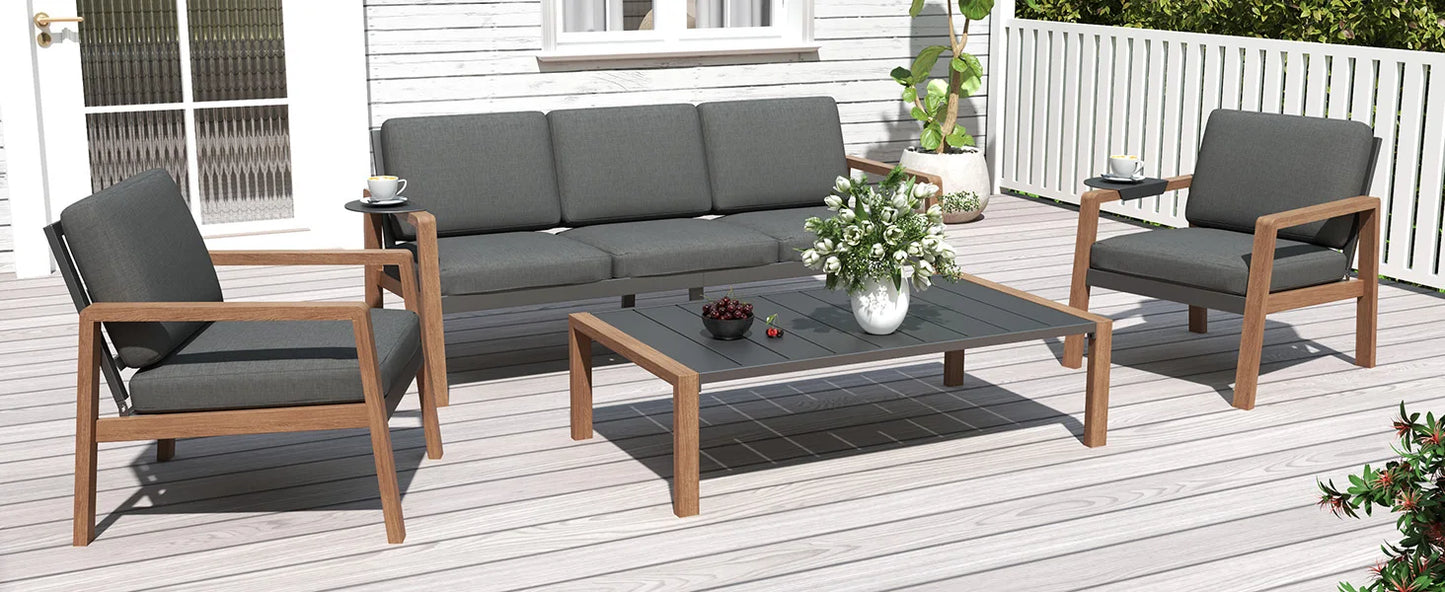 Ready to Ship Hot Sale Metal Outdoor Sofa Set Weather Resistance Patio Conversation Set Waterproof Garden Sofa Set Modern