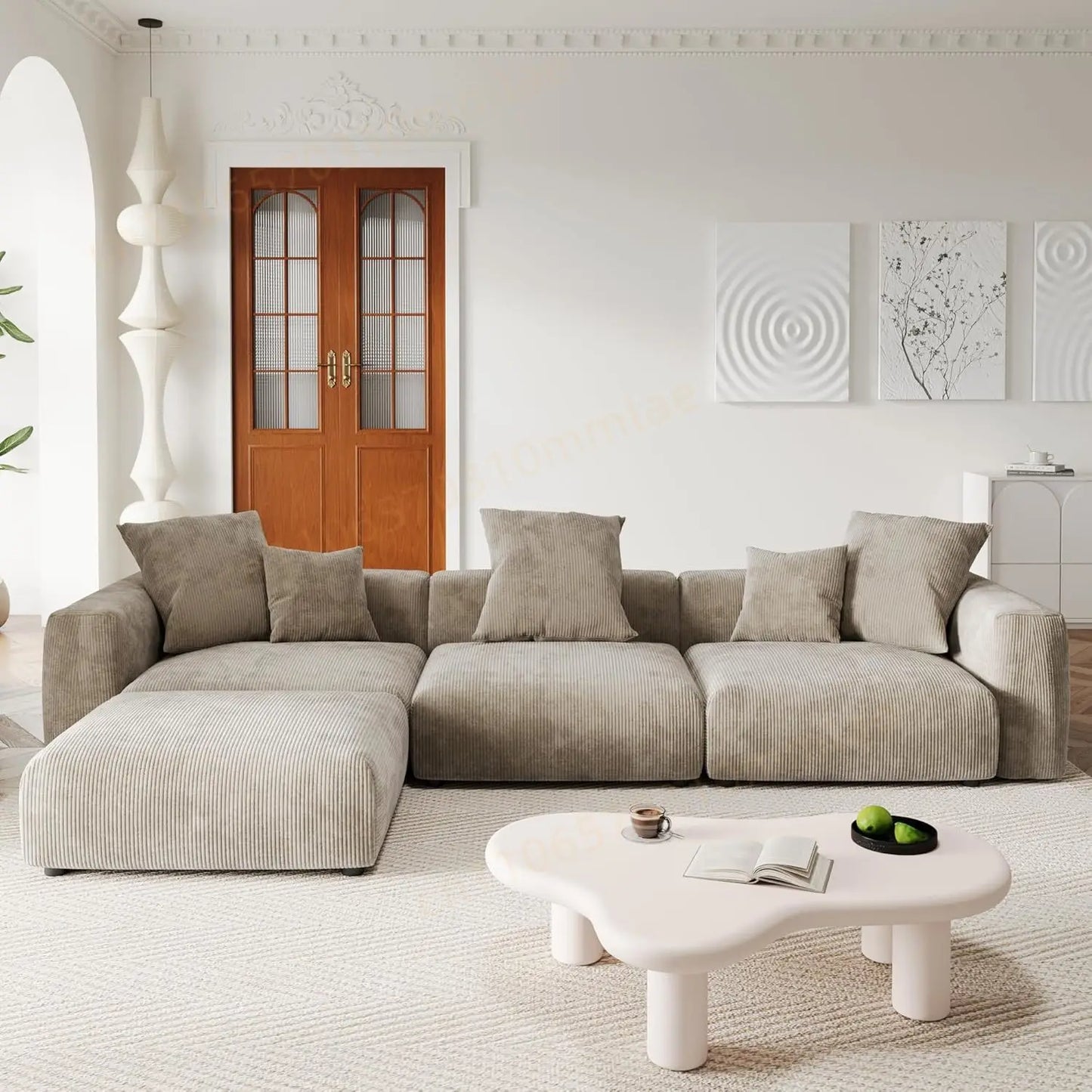 DIGGERA 181" Oversized Compressed Sofa Boneless Couch Modular Sofas for Living Room Huge 4-Seats Sectional Couches with Chaise