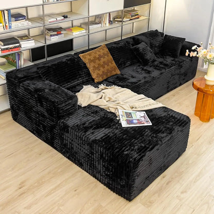 sectional couches for Living Room-Corduroy Couch，104" Cloud Sectional Couch with L-Shape Chaise， Modern Modular Sofa