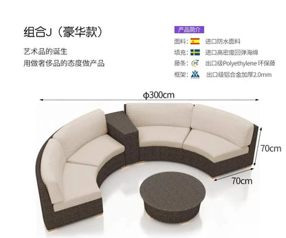 furniture sofa combination garden terrace leisure rattan circular courtyard outdoor open-air rattan chair for living room