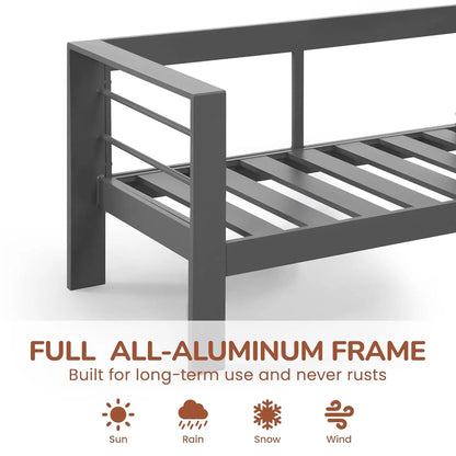 Outdoor Couch Aluminum Patio Furniture Sofa, 3-Seat All-Weather Metal Outdoor Patio Furniture with Cushions,Dark, Customized
