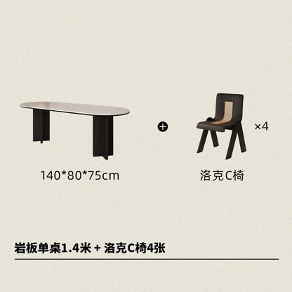 HTT oval dining table and chairs retro living room modern light luxury dining room rock slab home accessories