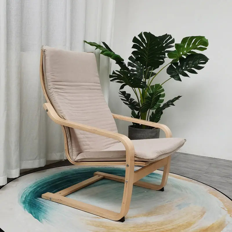 Nordic Lounge Chair - Solid Wood Armrest Recliner for Balcony & Nursery
