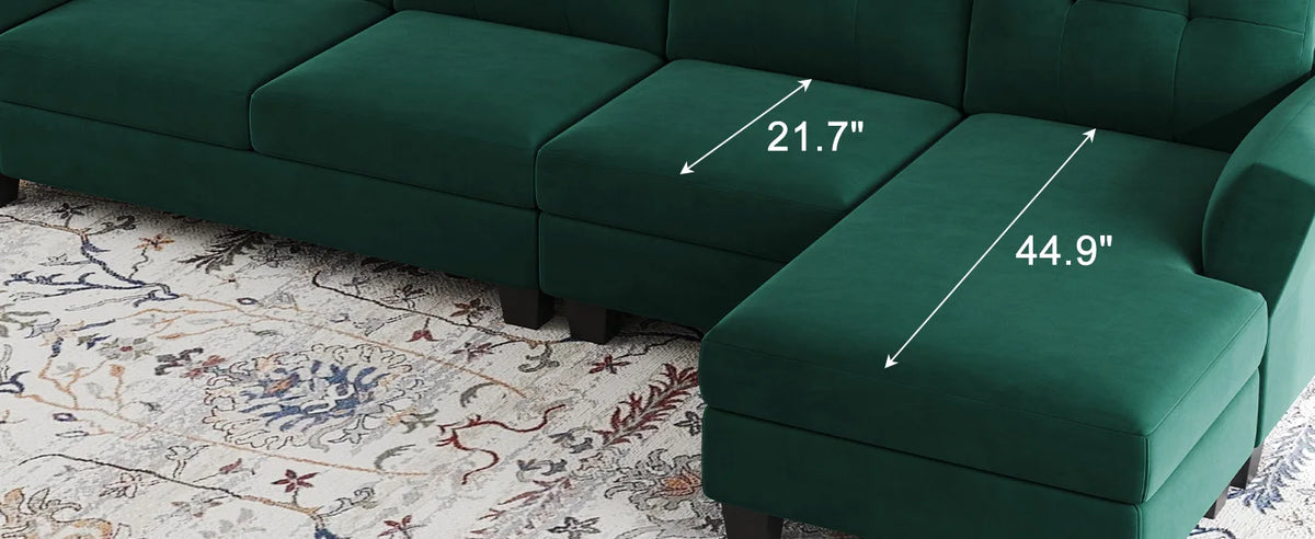 L Shaped Sofa 4 Seat Sofa with Chaise L-Shaped Couches Reversible Sectional Sofa (Dark Green, L Shaped Couch)