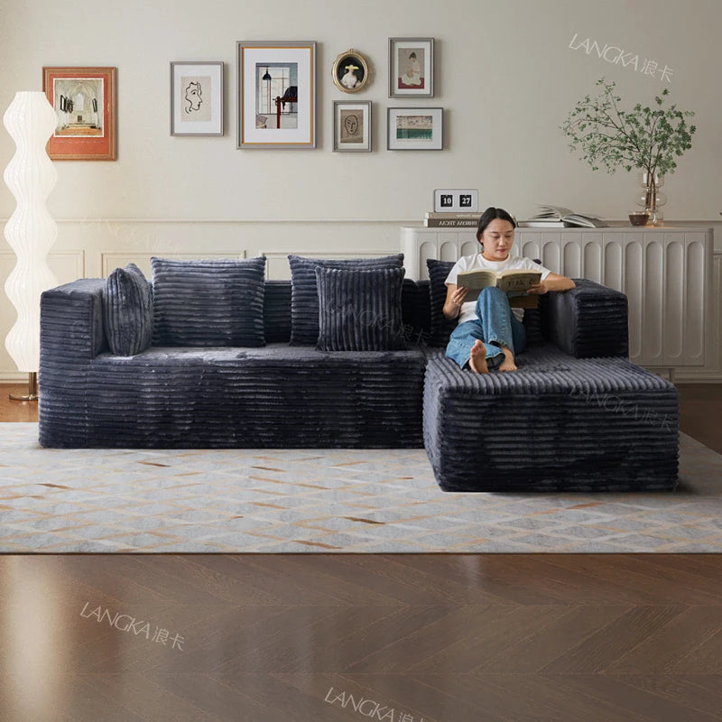 Oversized Boneless Double Lounge Sofa Chair Compressed Sectional Cloud Couch Corduroy L Shape Sofa Bed Couch Divano Da Soggiorno