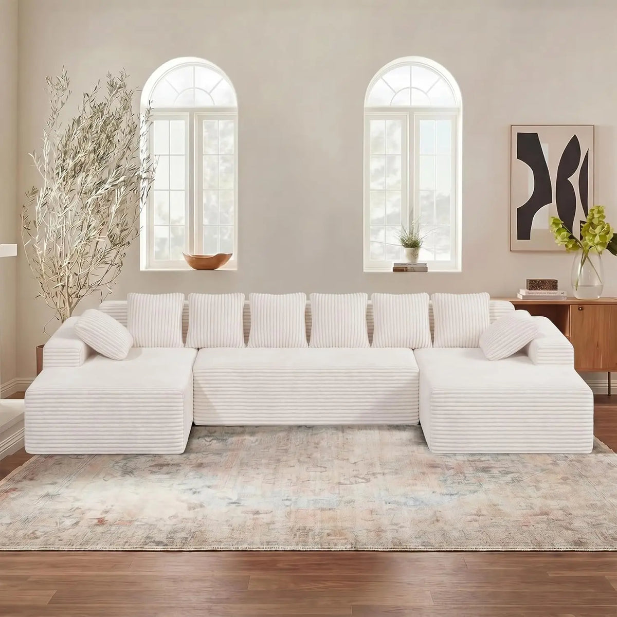 131'' Oversized Boneless Cloud Couches with Chaise, Deep Seat U Shaped Modular Sectional Sofa for Living Room 1PCS,, Customized