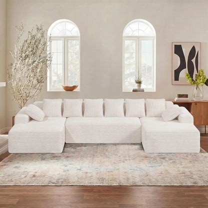 131'' Oversized Boneless Cloud Couches with Chaise, Deep Seat U Shaped Modular Sectional Sofa for Living Room 1PCS,, Customized