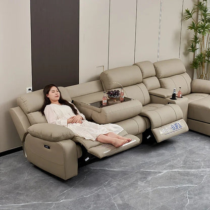 Luxury Italian living room sofas modular Electric Recliner sofa bed Multi-functional leather home theater sofa
