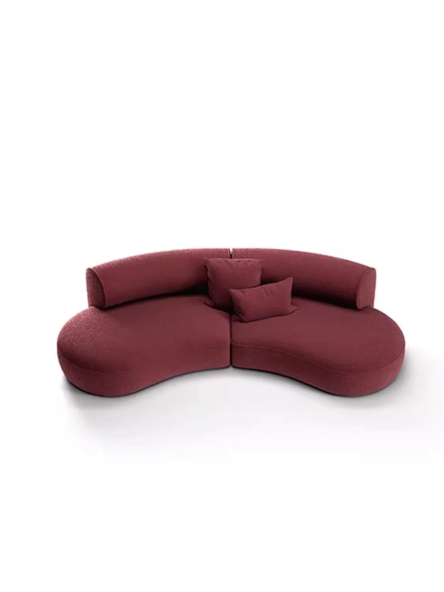 Light luxury Nordic fabric sofa living room very simple size apartment Nordic furniture designer red curved sofa