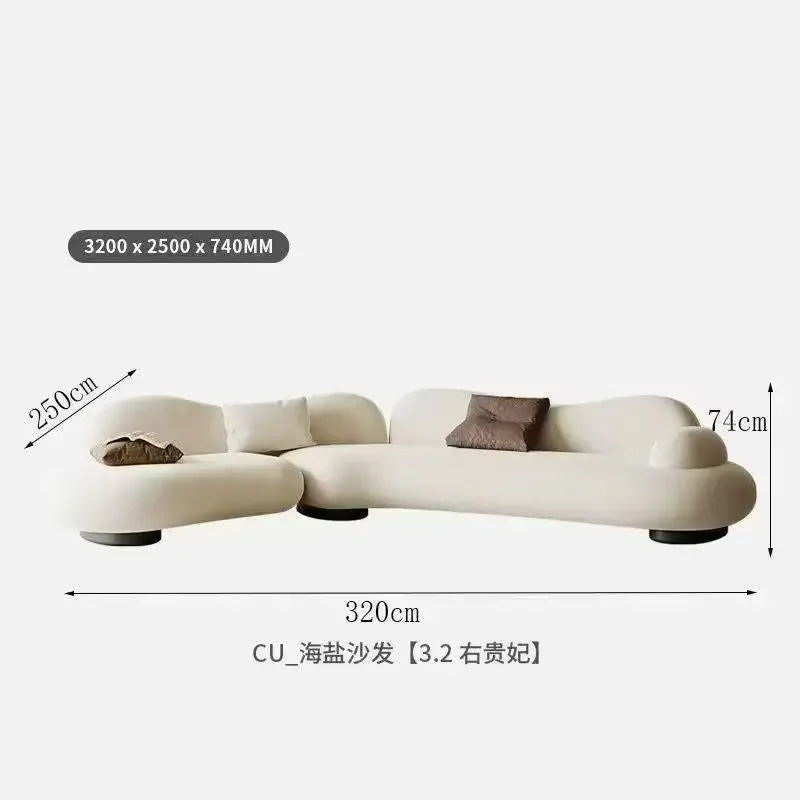 Italian minimalist sea salt sofa living room large flat layer fabric simple modern special-shaped sofa