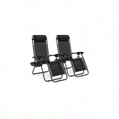 Chair Zero Gravity Lounge Chairs Outdoor Adjustable Reclining Steel Mesh Folding Recliner For Pool Beach With Pillows, Cup Tray