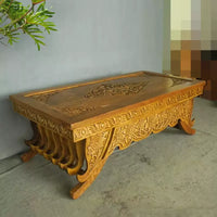 Solid wood carving flower coffee table ancient and modern log furniture old elm coffee table