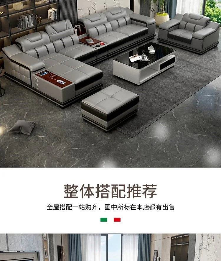 Genuine Leather Luxury Sofas Italian Minimalist Living Room Apartment Sofas Comfortable Straight Chaises De Salon Furnitures