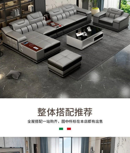 Genuine Leather Luxury Sofas Italian Minimalist Living Room Apartment Sofas Comfortable Straight Chaises De Salon Furnitures