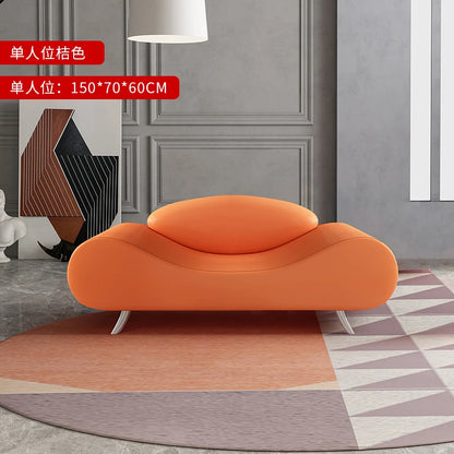 Bedroom sofa small apartment living room two people small orange modern simple beauty salon room personalized creative furniture