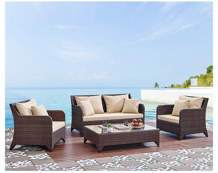 Wicker outdoor imitation rattan leisure living room courtyard balcony furniture sales office outdoor display negotiation sofa