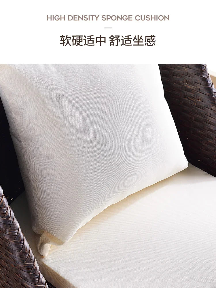 Balcony Small Table and Chair Rattan Chair Three-Piece Set Outdoor Tea Table Combination Terrace Courtyard Table and Chair