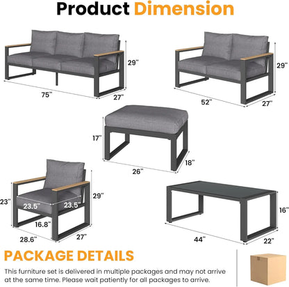 Contemporary Furniture Aluminum Frame Garden Sofa Outdoor Furniture Garden Set Patio Furniture Outdoor