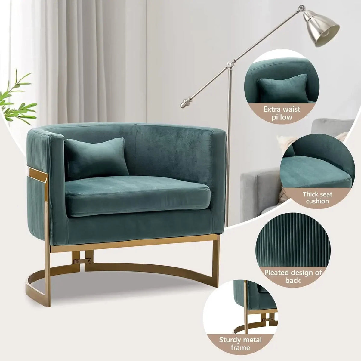 [Discounted Price, Hot Sale!]Velvet Accent Chair, Modern Upholstered Arm Chair for Living Room Bedroom Sofa Side Chair Velvet Ba