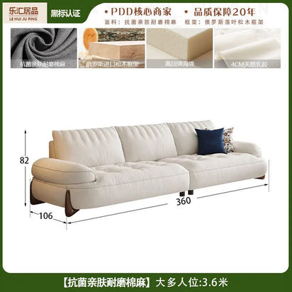 Cream style fabric sofa, modern light luxury living room small apartment sofa, cat claw cloth