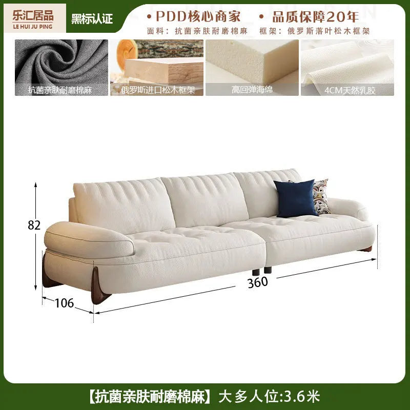 Cream style fabric sofa, modern light luxury living room small apartment sofa, cat claw cloth
