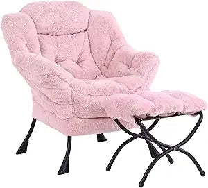 Lazy Chair with Ottoman, Modern Accent Leisure Upholstered Lazy Sofa , Contemporary Lounge Reading Chair with Armrests