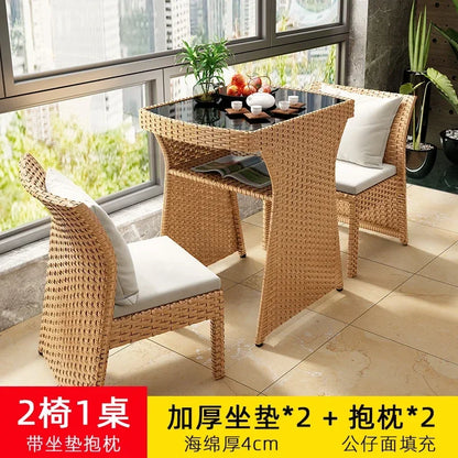Rattan Garden Furniture Sets Balcony Home Table Chairs Storage Leisure Table and Chair Three-piece Set Outdoor Patio Combination