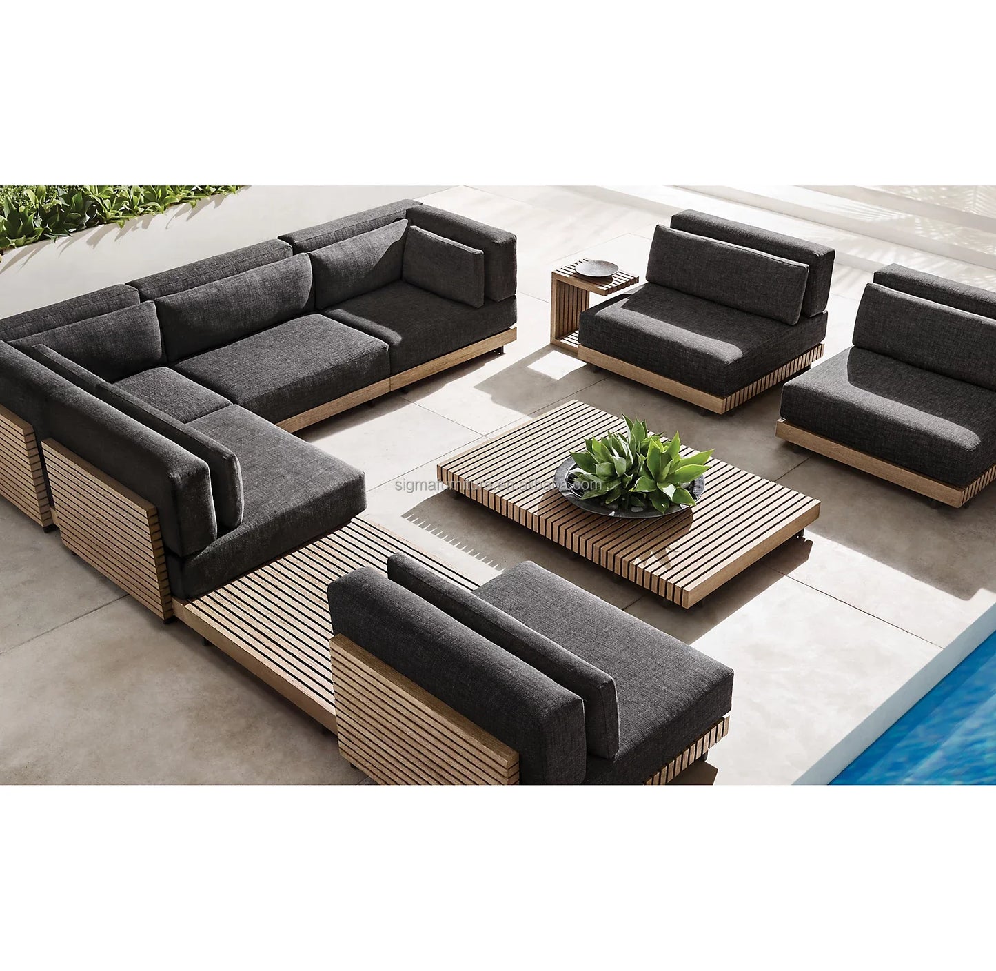 Sigma Designer Aluminum Furniture with Cushions Sofa Set Living Room Garden Patio Hotel Sectional Outdoor Sofa