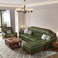 American, leather, sofa, solid wood, furniture, American, corner, sofa