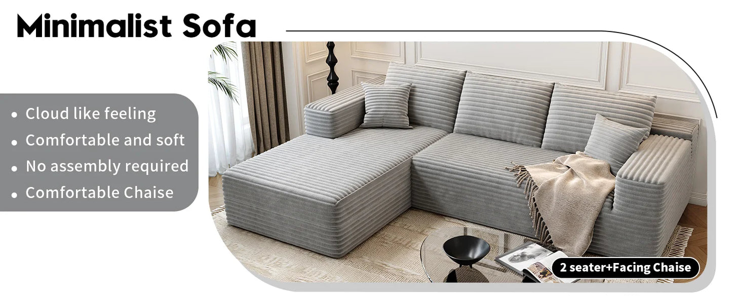 107.5" Cloud Modular Sectional Couch with 1 Ottoman,Modern Minimalist Upholstered Couches, Comfort U Shaped Sofa for Living Room