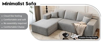 107.5" Cloud Modular Sectional Couch with 1 Ottoman,Modern Minimalist Upholstered Couches, Comfort U Shaped Sofa for Living Room