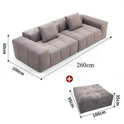 Full Sponge Compressed Fabric Sofa Modern Simple Living Room Couch Tofu Block Sofa Small Apartment Straight Row Combination Sofa