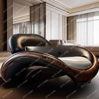 Living room leather ingot chair Italian minimalist villa large flat floor light luxury villa new Chinese modern single sofa