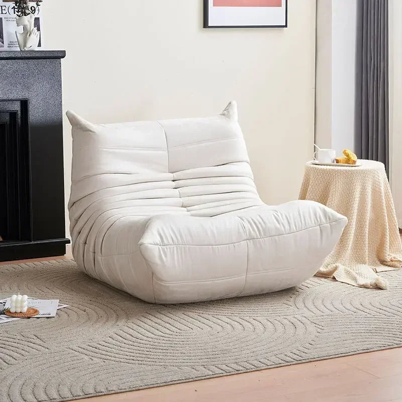 Single sofa living room bedroom lazy fabric leather leisure chair small apartment cream wind