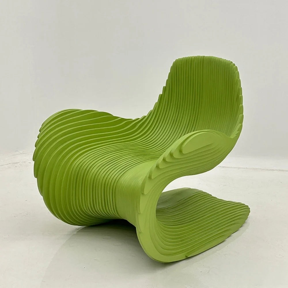 *Contemporary Wavy Solid Wood Slice Leisure Chair | Unique Irregular Accent Chair for Modern Living Room, Home Office & Patio