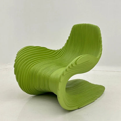 *Contemporary Wavy Solid Wood Slice Leisure Chair | Unique Irregular Accent Chair for Modern Living Room, Home Office & Patio