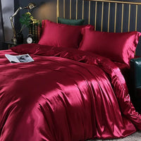 Luxury 100% Mulberry Silk Bedding Set with Duvet Cover Set Double King Queen Size Bedding Cover Kit 4pcs Bed Cover Bed Linen Set