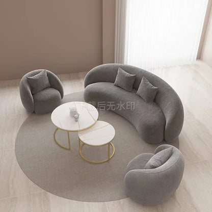 Y  Lamb velvet sofa, living room curved cashew sofa, beauty salon, clothing store, resting area, moon sofa