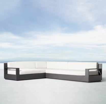 Villa Courtyard corner outdoor sofa Aluminum Furniture Hotel Outdoor Sunscreen Durable L-shaped Garden Sofa Customization
