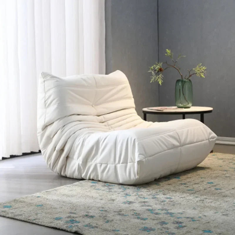 Single sofa living room bedroom lazy fabric leather leisure chair small apartment cream wind