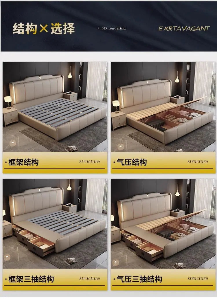 180x200 cm Double bed frame king size frame headboard with 3 drawer storage luxury home bedroom bed queen cama king furniture