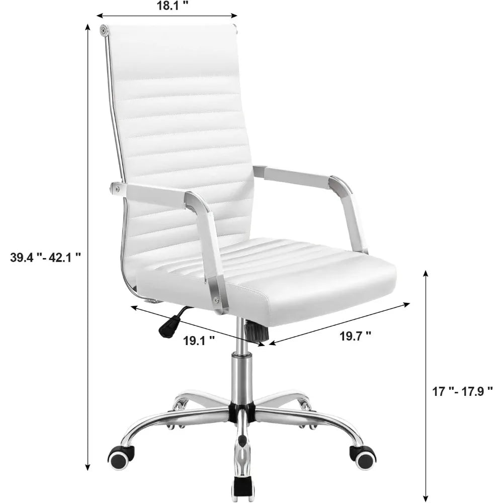mid-back swivel armchair in white for office and conference rooms