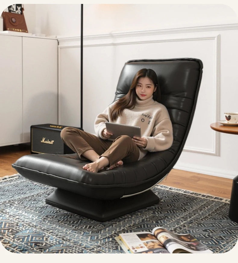 Fashion single sofa chair rotatable Italian light luxury living room balcony casual reclining sofa moon swivel chair
