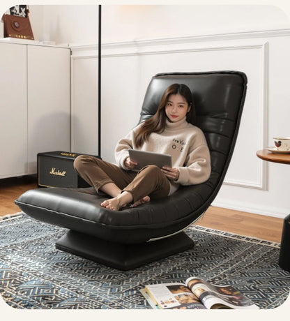 Fashion single sofa chair rotatable Italian light luxury living room balcony casual reclining sofa moon swivel chair
