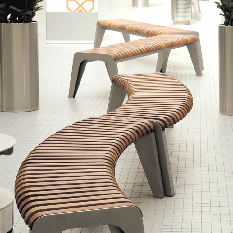 Mode belle chaise longue banc de parc public centre commercial banc en bois