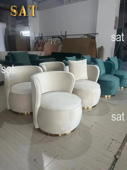-Italian Style Luxury Lounge Chair Living Room Chair Sofa Stainless Steel Interior Armchair Home Hotel