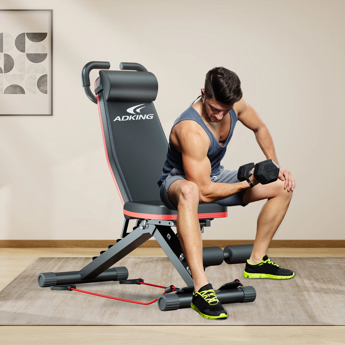 Weight Bench Foldable 14-in-1 Dumbbell Bench 1000 lbs Sit-up Assist Fitness Equipment 6 Adjustable for Full Body Workout