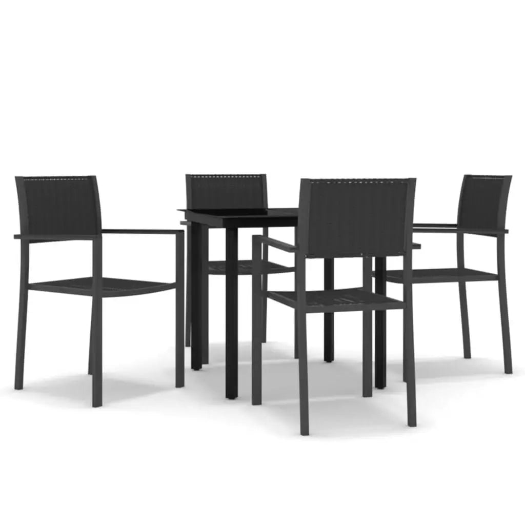 Black 5-Piece Patio Dining Set for Garden Use