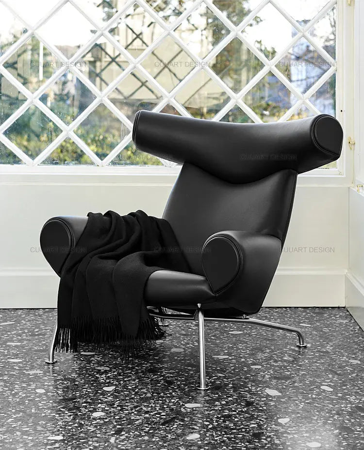 QQSingle light luxury sofa chair minimalist leather balcony living room lounge chair