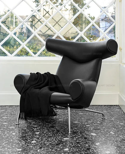 QQSingle light luxury sofa chair minimalist leather balcony living room lounge chair